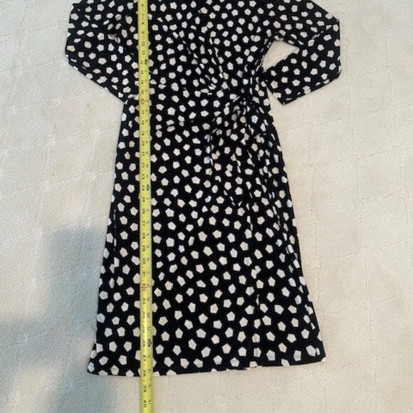 Anne Klein Faux Wrap ¾ Sleeve Black & White Geometric Print Dress – MEDIUM - Picture 9 of 16